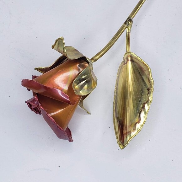 Vintage Gold Decorative Metal Copper Brass Rose Stem 12" - Picture 5 of 9